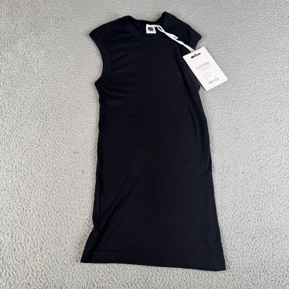 BASSIKE Slim Superfine Rib Tank Womens XS Black Organic Cotton Muscle